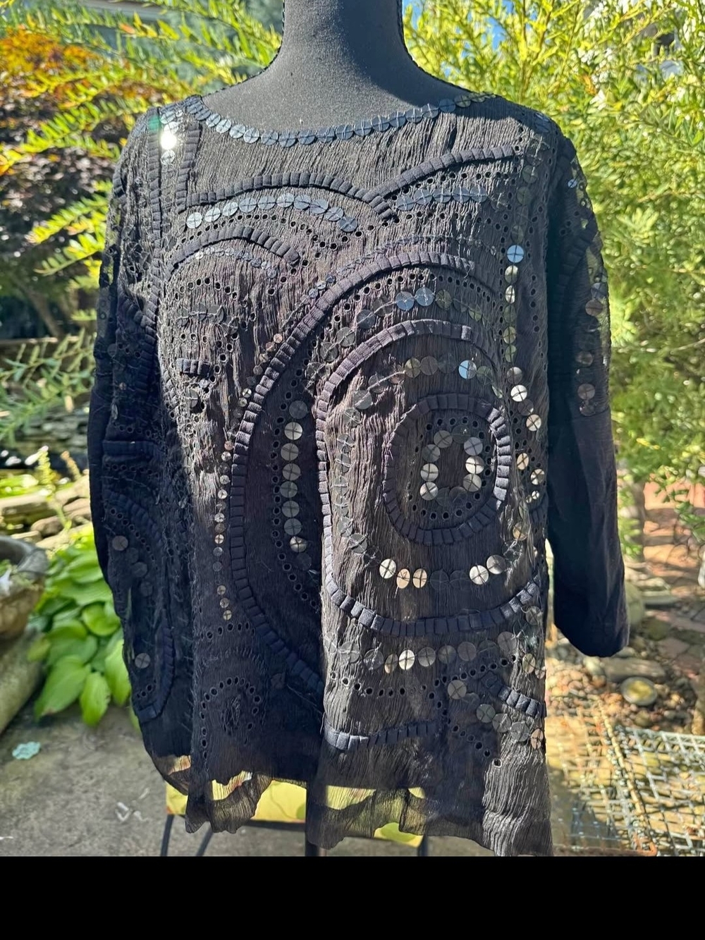 Yoana Baraschi Black Embellished Sequin Tunic Top